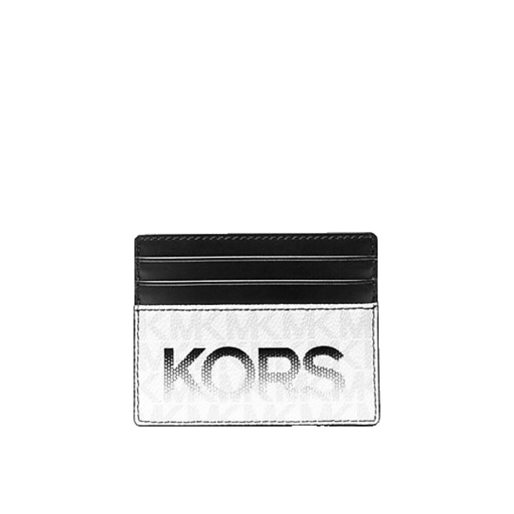 New Michael Kors Cooper Graphic Logo Tall Card Case Black / White Multi